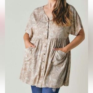 Women’s Light Brown Botanical Tunic Top